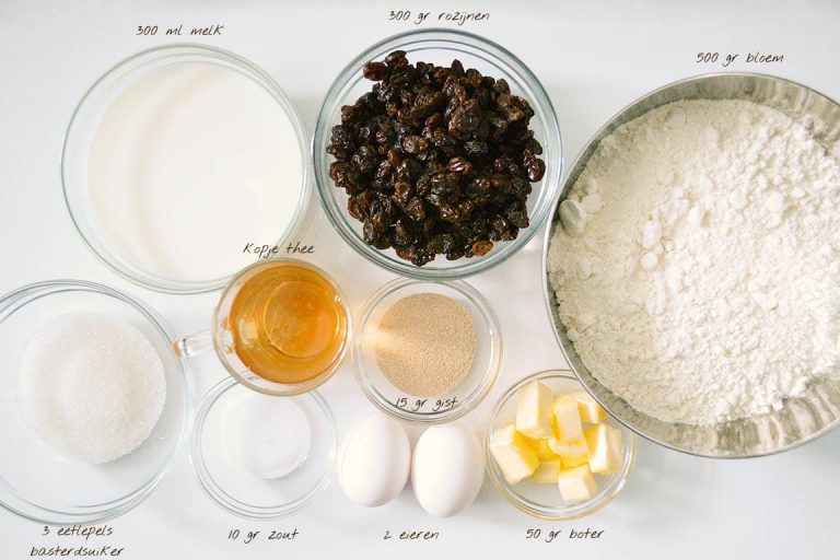 Afbeelding recept krentenbollen ingrediënten