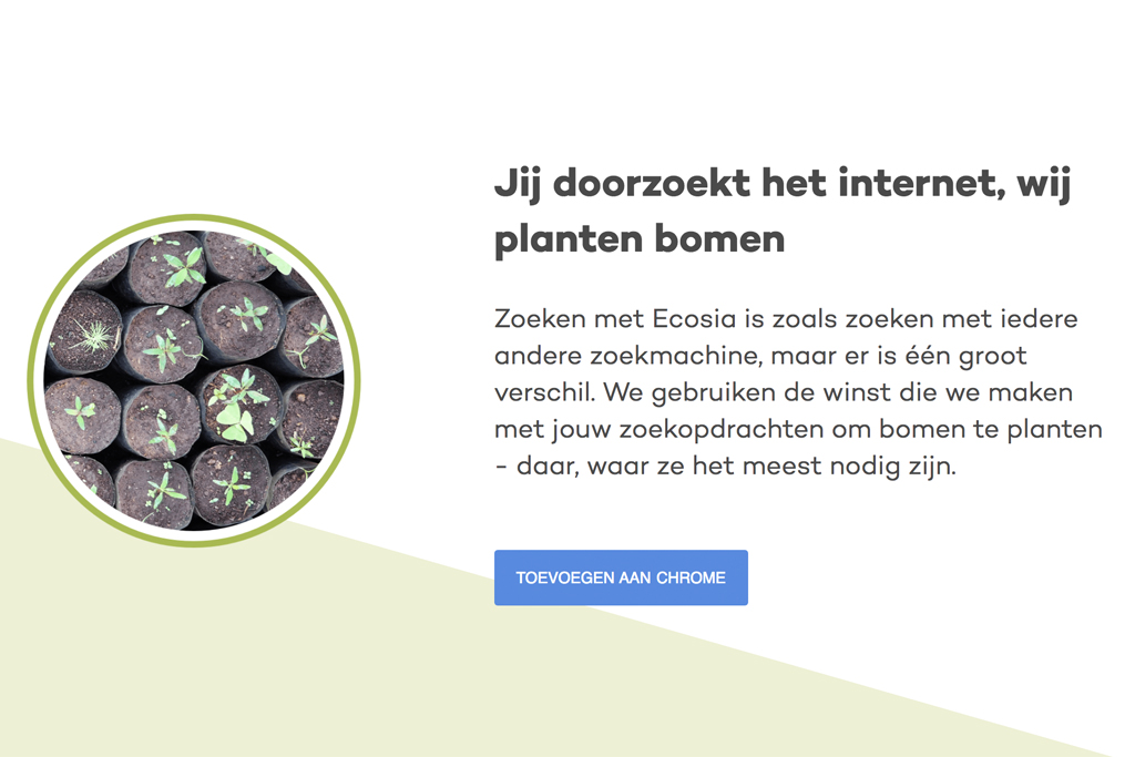 Ecosia zoekmachine plant bomen